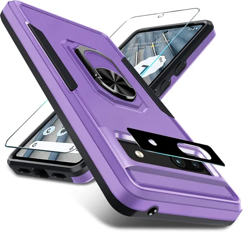 Vista 28 de Janmitta Funda para Google Pixel 7a con protector de pantalla + protector de lente de cámara, resistente a prueba de golpes, funda de teléfono