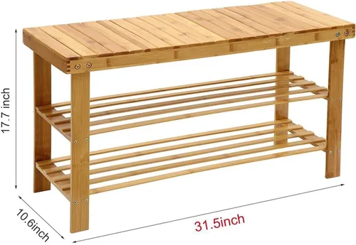 Vista 3 de GRFIT Entryway Shoe Rack 3 Tier Entryway Shoe Rack Storage Bench Multi-Use Shoe Rack Bench Furniture for Hallway Bathroom Living Room Shoe Organizer