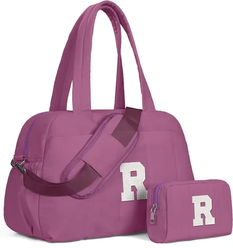 Vista 11 de Bolsa de lona Vogewood, bolsas personalizadas de fin de semana para mujer, bolsas de viaje con estuche de maquillaje, regalos de cumpleaños, Beige