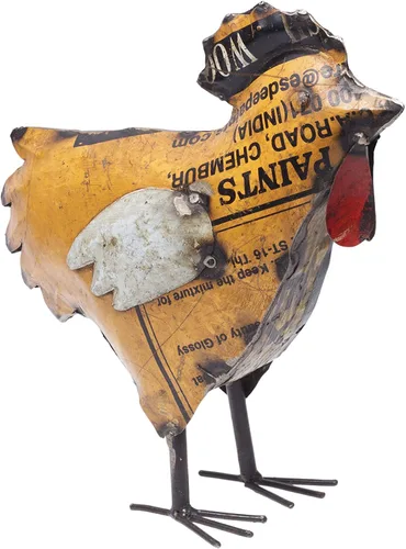 De Kulture - Figura decorativa de pollo de Pascua hecha a mano de hierro reciclado ideal para fiestas de Pascua, decoración de vacaciones
