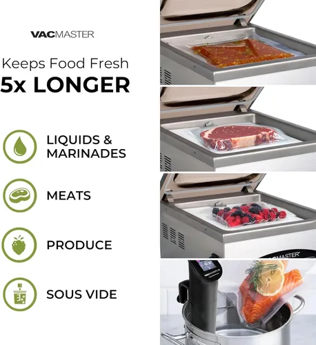 Vista 4 de VacMaster Sellador al vacío de cámara comercial VP220 para Sous Vide, líquidos, polvos, almacenamiento de alimentos, 110 V, bomba de aire sin
