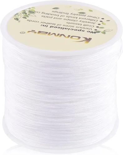 Vista 50 de KONMAY 1 rollo de cuerda de nailon de 150 yardas, trenzado de 0.016 in de nailon Shamballa Macramé/cordón de cuentas, cordón de nudo chino, cuerda