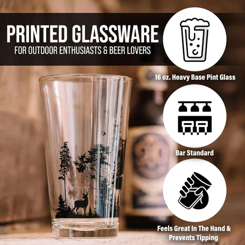 Vista 4 de Black Lantern Juego de 2 vasos de pinta con temática de la naturaleza, vasos de pinta en diseños únicos para entusiastas de la cerveza artesanal