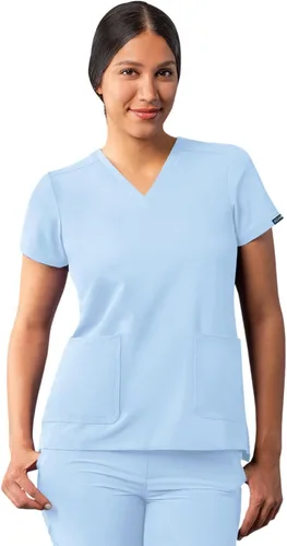 Vista 25 de Adar Addition - Ropa quirúrgica para mujer, moderna camiseta médica con cuello en V Rosa suave