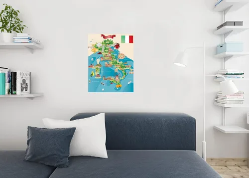 Vista 5 de Póster con diseño de mapa ilustrado de destinos turísticos italianos y de viaje, 24 x 36