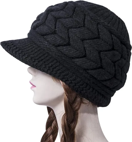 Vista 2 de Loritta Gorro de invierno para mujer, gorro de lana con visera