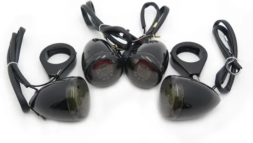 Vista 7 de MT224-013- Kit de Señales de Giro para Motocicleta con Lente Ahumada Compatible con Harley Davidson Bullet LED de 41mm de Abrazadera de Montaje