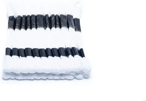 Vista 2 de Hilo de bordado blanco, 24 madejas de hilo de bordar para pulsera de la amistad, hilos de punto de cruz, hilo para envolver el cabello