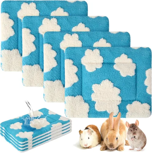 Vista 20 de Haull 4 Piezas Ropa de Cama Impermeable para Conejillo de Indias de Invierno Cama de Conejillo de Indias de Felpa Forros de Jaula Tapete Suave