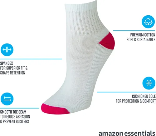 Vista 2 de Tienda Essentials Calcetines tobilleros acolchados de algodón para mujer, 6 pares