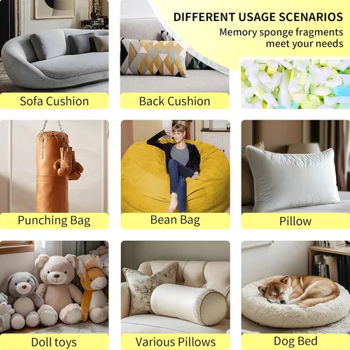 Vista 7 de Jecqbor Relleno de espuma viscoelástica triturada de 5 libras para puf, relleno de puf de alta densidad, relleno de espuma viscoelástica de alta