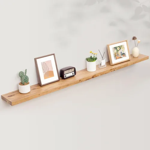 Vista 38 de Axeman Estantes flotantes de madera de olmo rústico para pared, estante de pared de 48 x 8 pulgadas de profundidad con soporte invisible, estantes