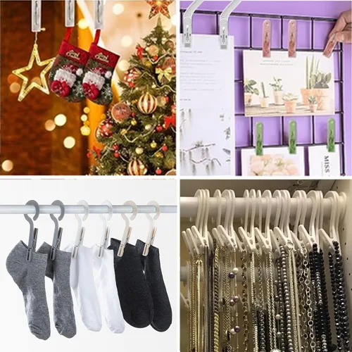 Vista 7 de 24 piezas de ganchos de plástico para ropa, súper resistentes, para colgar en baño, ideales para viajes, multicolor