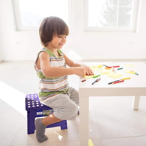 Vista 53 de Dyforce Taburete plegable de 9 pulgadas, taburete para niños, taburetes resistentes para adultos, taburetes de pie compactos, taburetes ligeros