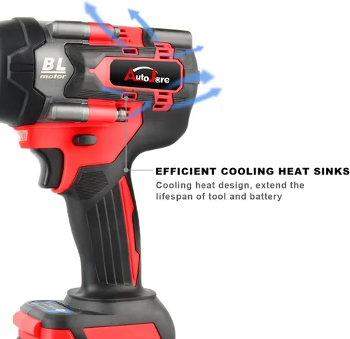 Vista 7 de Kit de llaves de impacto inalámbricas de 1/2 pulgada, motor eléctrico sin escobillas de 20 V máx. Batería de iones de litio recargable con cargador