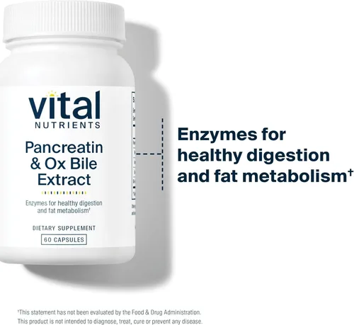 Vista 3 de Vital Nutrients Extracto de pancreatina y bilis del buey Suplemento natural de enzimas digestivas Ayuda a descomponer proteínas, grasas