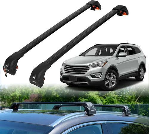 Vista 16 de ERKUL Barras Transversales de Techo para Hyundai Santa Fe 2013-2018 Barras Transversales de Aluminio con Cerradura Antirrobo para Techo Negro