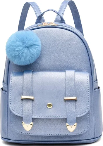 Vista 14 de I IHAYNER Mochila de moda para niñas, mini mochila para mujeres, adolescentes y niñas, monederos de piel sintética con pompón, bolsa de hombro Beige