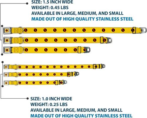 Vista 3 de Collar de perro hebilla de cinturón de seguridad Inverso Flash Logo Dorado Amarillo Negro Rojo 18 a 32 pulgadas 1.5 pulgadas de ancho