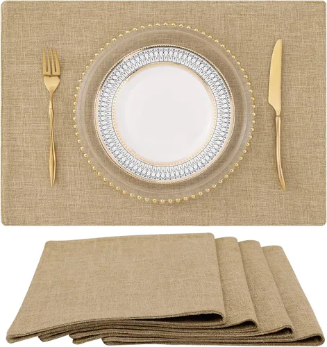Vista 35 de homing - Juego de 4 manteles individuales de algodón y lino, manteles de tela lavables para mesa de comedor de estilo rústico para interiores y Negro