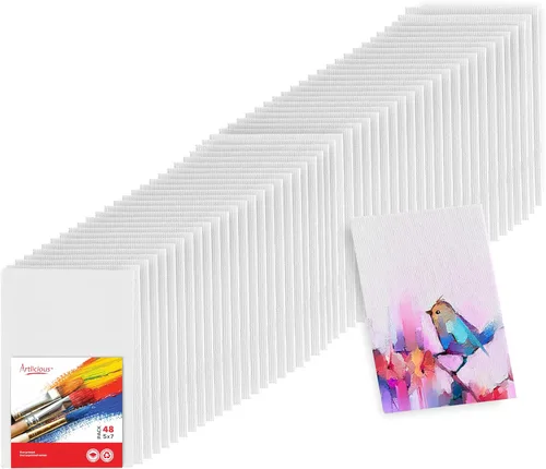Vista 21 de Artlicious Lienzos para pintar – Paquete de 12,4 x 4 pulgadas de lienzo blanco – Paneles de arte 100% algodón para pintura al aceite, acrílico