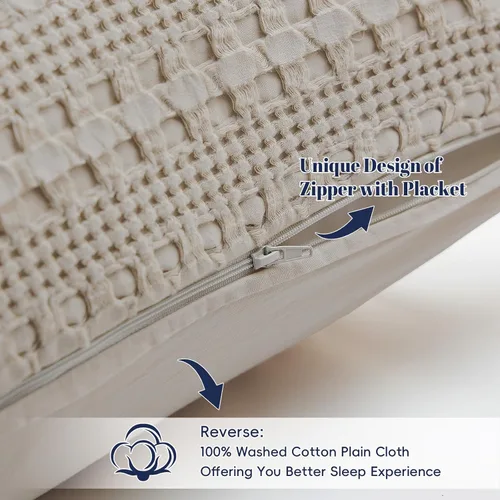 Vista 43 de PHF - Fundas de almohada 100% algodón con tejido gofre europeo, 26 x 26 pulgadas, 2 unidades para decoración elegante del hogar, para cama, sin