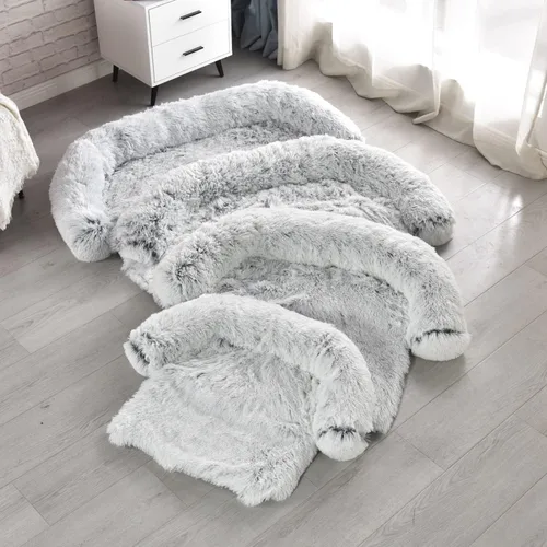 Vista 9 de Protector de sofá para mascotas, tapete de felpa impermeable y calmante para cama de perro, funda para muebles de mascotas con refuerzo suave