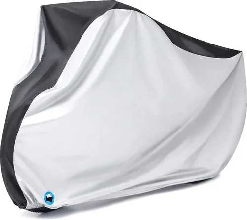Vista 8 de Cubierta para bicicleta, cubierta impermeable para bicicleta al aire libre con agujero de bloqueo para bicicletas de montaña y de carretera