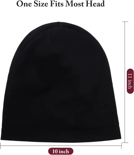 Vista 44 de 4 Pieces Satin Lined Beanie Cap Satin Sleep Lined Hat Slouchy Beanie Hat Night Silk Hair Cap for Women Men