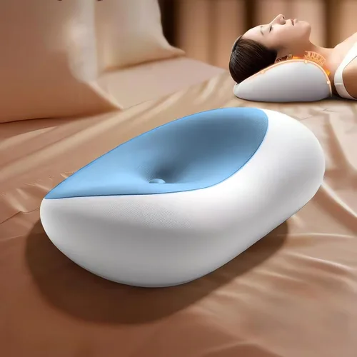 Almohada de apoyo de cuello de espuma viscoelástica de lujo, cojín cervical ergonómico para dormir (azul)