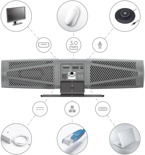Vista 5 de AVerMedia PA511D - Cámara de videoconferencia 4K, altavoz, cancelación de eco, autoframing, certificado por zoom, red con cable y conexión de cable