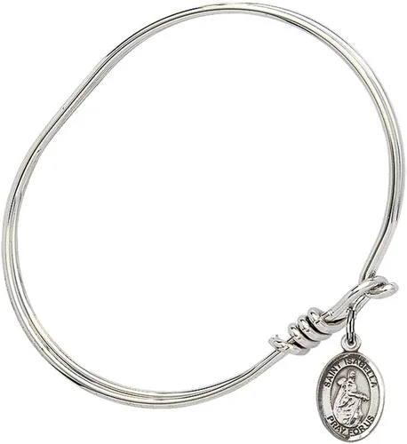 Vista 2 de Pulsera ovalada con gancho de ojo con Santa Isabel de Portugal en plata de ley