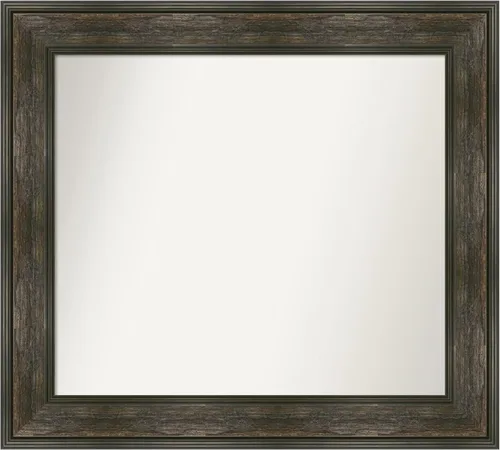 Vista 19 de Amanti Art Espejo de baño marrón para sobre fregadero, 26 x 26 pulgadas, espejo de tocador cuadrado marrón rústico Alexandria, marco de madera