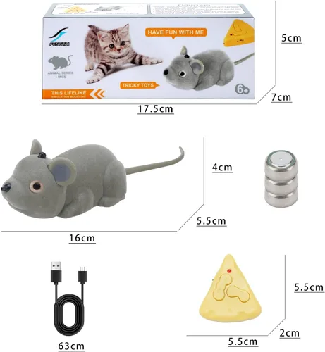 Vista 7 de Juguetes interactivos para gatos de interior con control remoto, ratón en movimiento automático, juguete para gatos con obstáculos de detección
