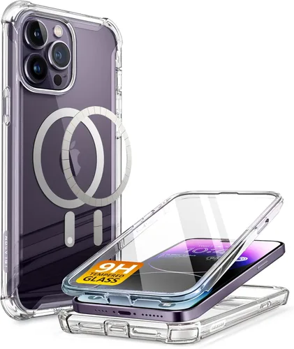 Vista 13 de i-Blason Ares - Funda para iPhone 14 Pro Max [protector de pantalla integrado] [protección de grado militar] Funda transparente delgada de cuerpo