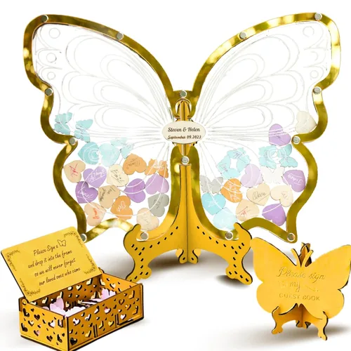 Vista 15 de Libro de invitados de quinceañera de mariposa, decoraciones de cumpleaños de mariposa, libro de invitados de mariposa para quinceañera, libro