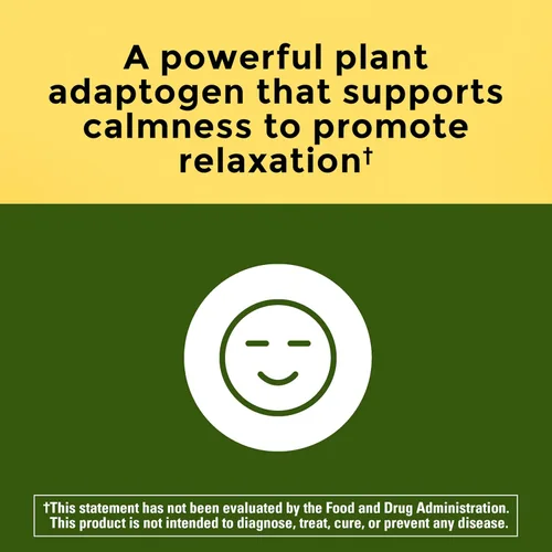 Vista 3 de Nature Made Ashwagandha 125 mg, suplemento dietético para apoyo al estrés, 60 cápsulas, suministro para 60 días
