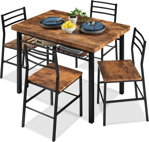 Vista 8 de Best Choice Products Juego de comedor moderno de 3 piezas, juego de comedor compacto para cocina, comedor, espacio pequeño con estructura de acero