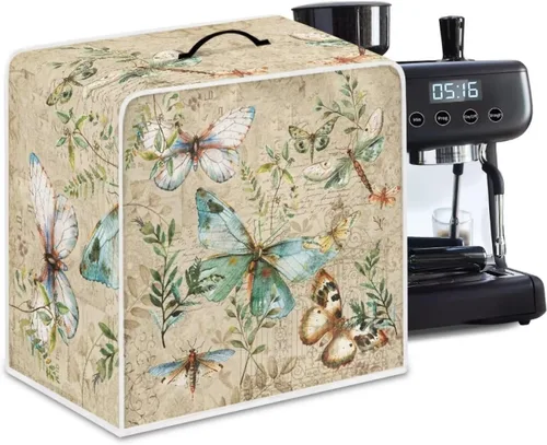Vista 43 de DISNIMO Cubierta antipolvo para cafetera de mariposa azul, fundas para máquina de hacer café de cocina con mango superior, cubierta