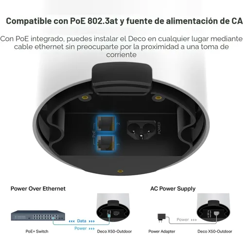 Vista 6 de TP-Link Deco Outdoor Mesh WiFi (X50-Outdoor) - AX3000 Dual Band WiFi 6 Mesh, puertos Gigabit duales, resistente a la intemperie, funciona con malla