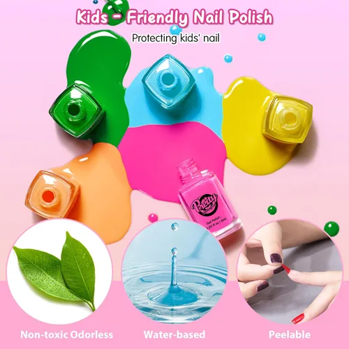 Vista 4 de Juego de esmaltes de uñas para niñas con kit de sellado de gemas para el cabello, kit de arte de uñas para niños de 7 a 12 años - Cosas geniales