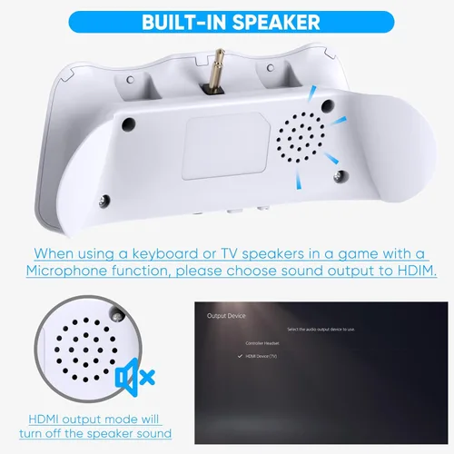 Vista 4 de FYOUNG Teclado para PS5 Edge Controller con retroiluminación verde, Bluetooth 3.0 Mini teclado portátil de mensajes Chatpad, altavoz incorporado