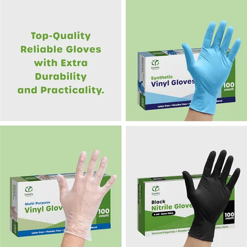 Vista 7 de GUSTO Blue Nitrile Gloves, Disposable Gloves – 4 Mil, Latex & Rubber Free, Non-Sterile Powder-Free (Formerly Comfy Package)