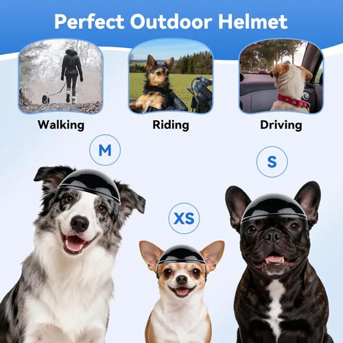 Vista 5 de LESYPET Casco de perro para perros pequeños, casco de motocicleta para perro con diseño de agujero para las orejas, sombrero ajustable para perros