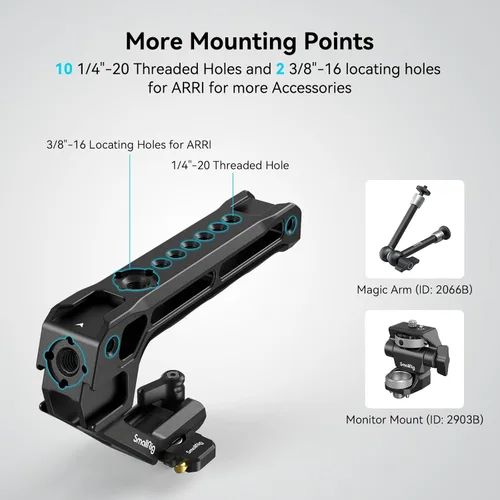Vista 5 de SmallRig Mango superior ligero NATO, agarre NATO de liberación rápida con riel NATO para jaula de cámara DSLR, mango superior universal con 5