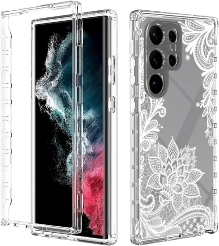 Vista 6 de Funda para Samsung Galaxy S23 Ultra 5G, Samsung S23 Ultra con protector de pantalla de vidrio templado, funda protectora de cuerpo completo
