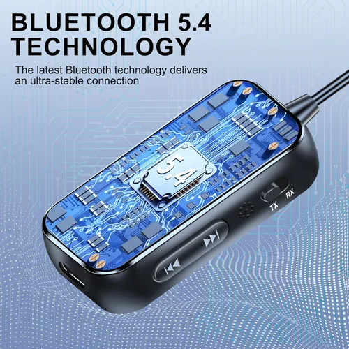 Vista 3 de Receptor transmisor Bluetooth 5.4, adaptador de audio inalámbrico 2 en 1 con conector auxiliar de 0.138 in para TV, PC, avión, automóviles, estéreo