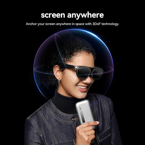 Vista 9 de Rokid AR - Gafas de Video Espacial con Sistema de 3 Pantallas, Gafas AR Max2 Negras y Computadora Espacial Station2 con Micro-OLED de 360°, OLED