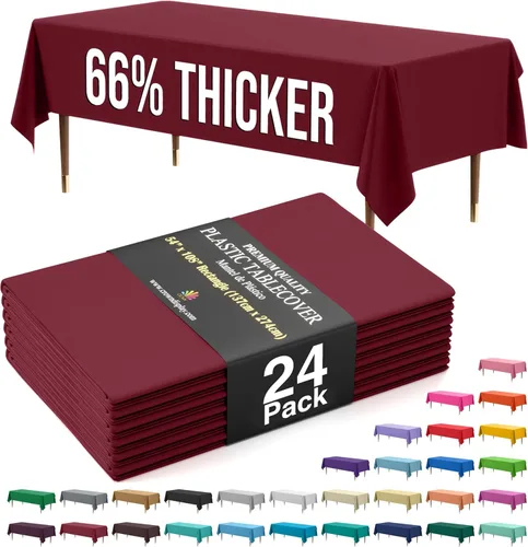 Vista 90 de Exquisite 66% Thicker Premium Plastic Table Cloth Rectangle Table Cover 0.5 Mil 6 Pack Aqua Table Cloth 54 Inch x 108 Inch Disposable Tablecloth