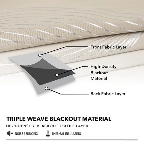 Vista 6 de Deconovo - Cortinas blackout con rayas plateadas para sala de estar y dormitorio, bolsillo para cortinero y trabillas traseras, 52 pulgadas de ancho